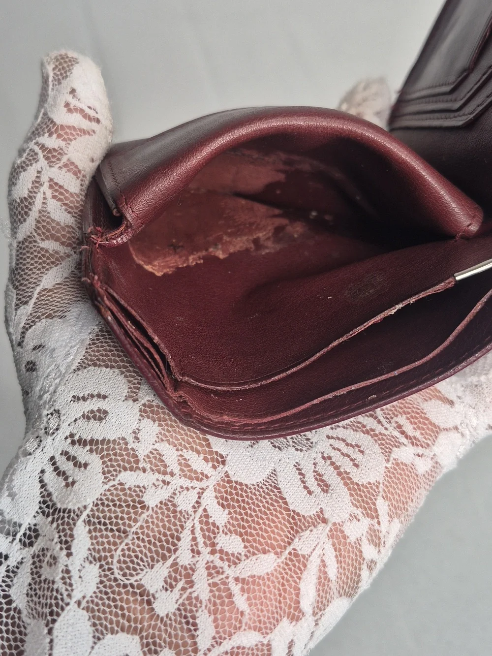 Cartier Men's Leather Bifold Wallet - Burgundy with Metal Corners